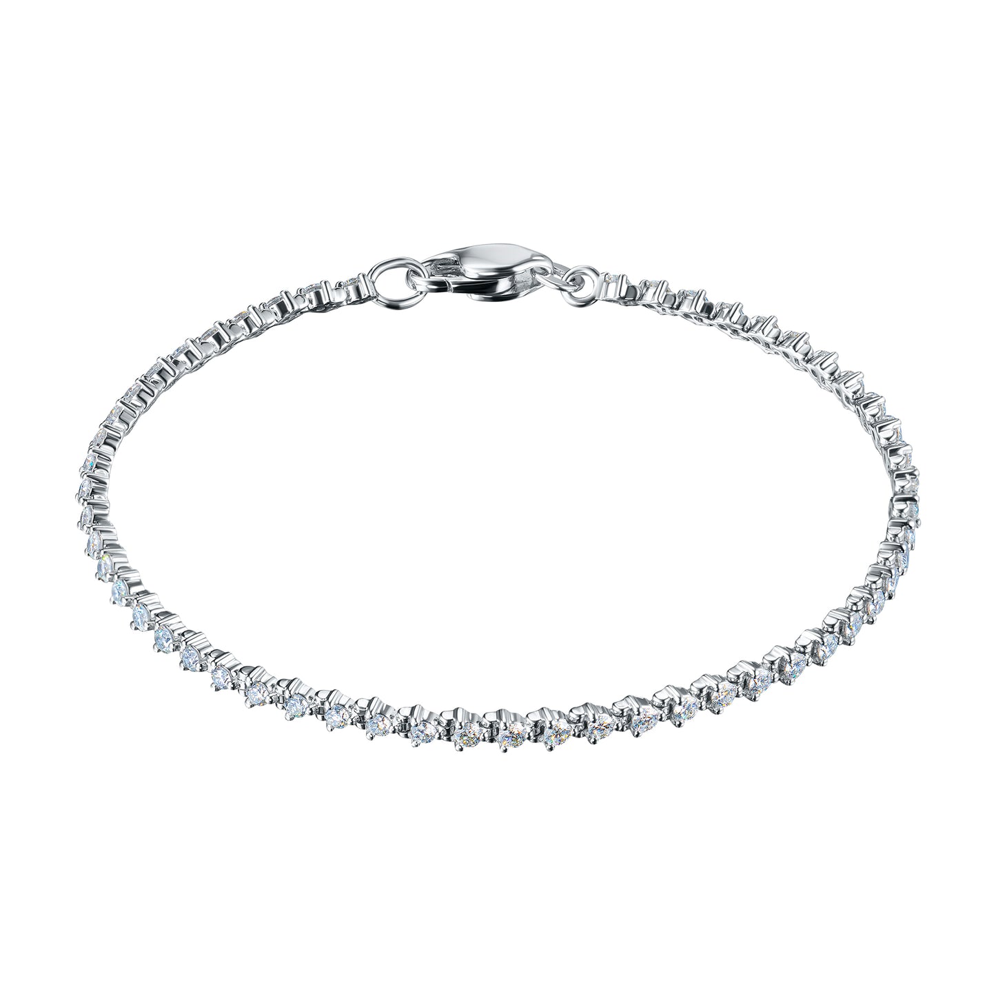 14K White Gold Bracelet with 58 Round-Cut Lab-Created Diamonds 1.637 CT.TW