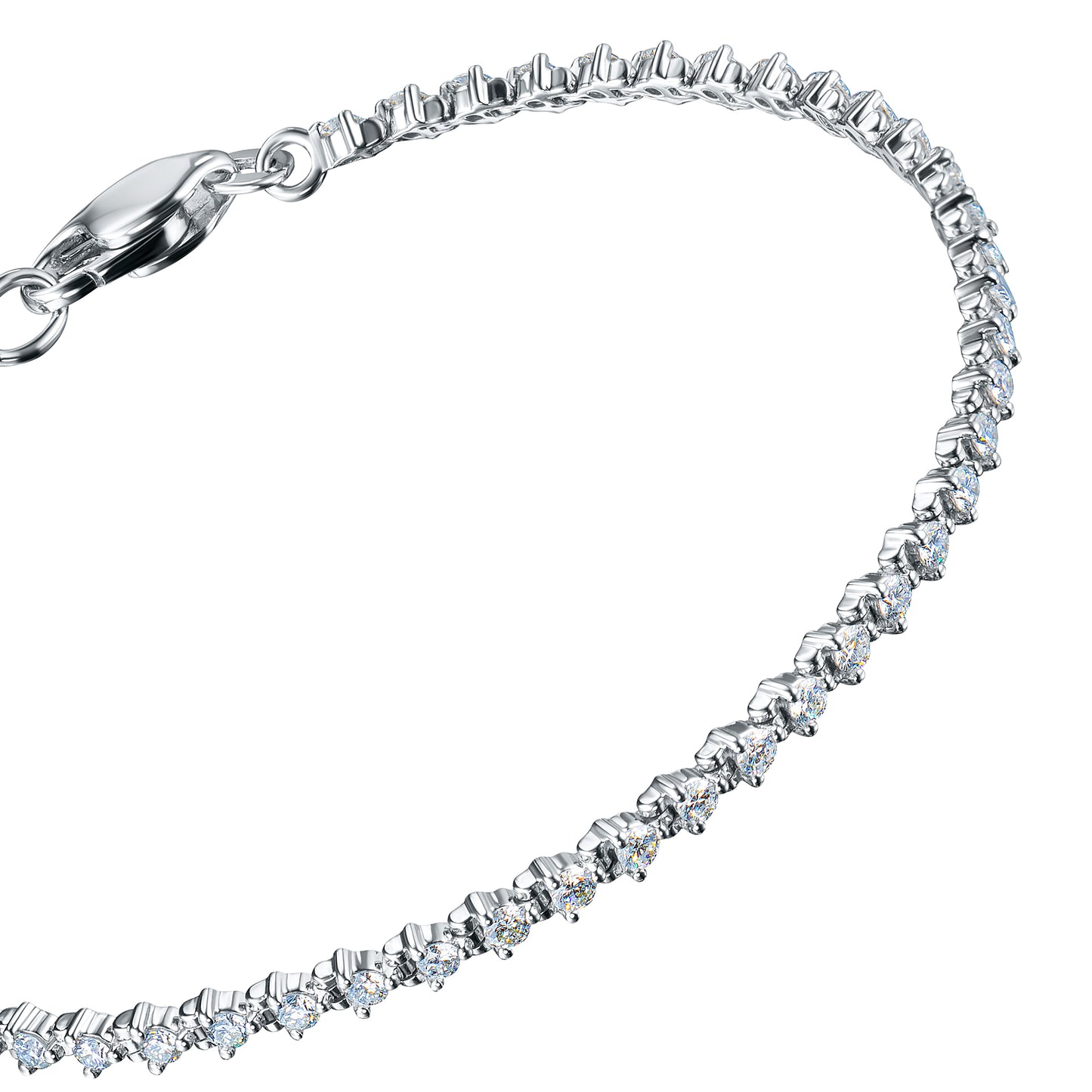 14K White Gold Bracelet with 58 Round-Cut Lab-Created Diamonds 1.637 CT.TW