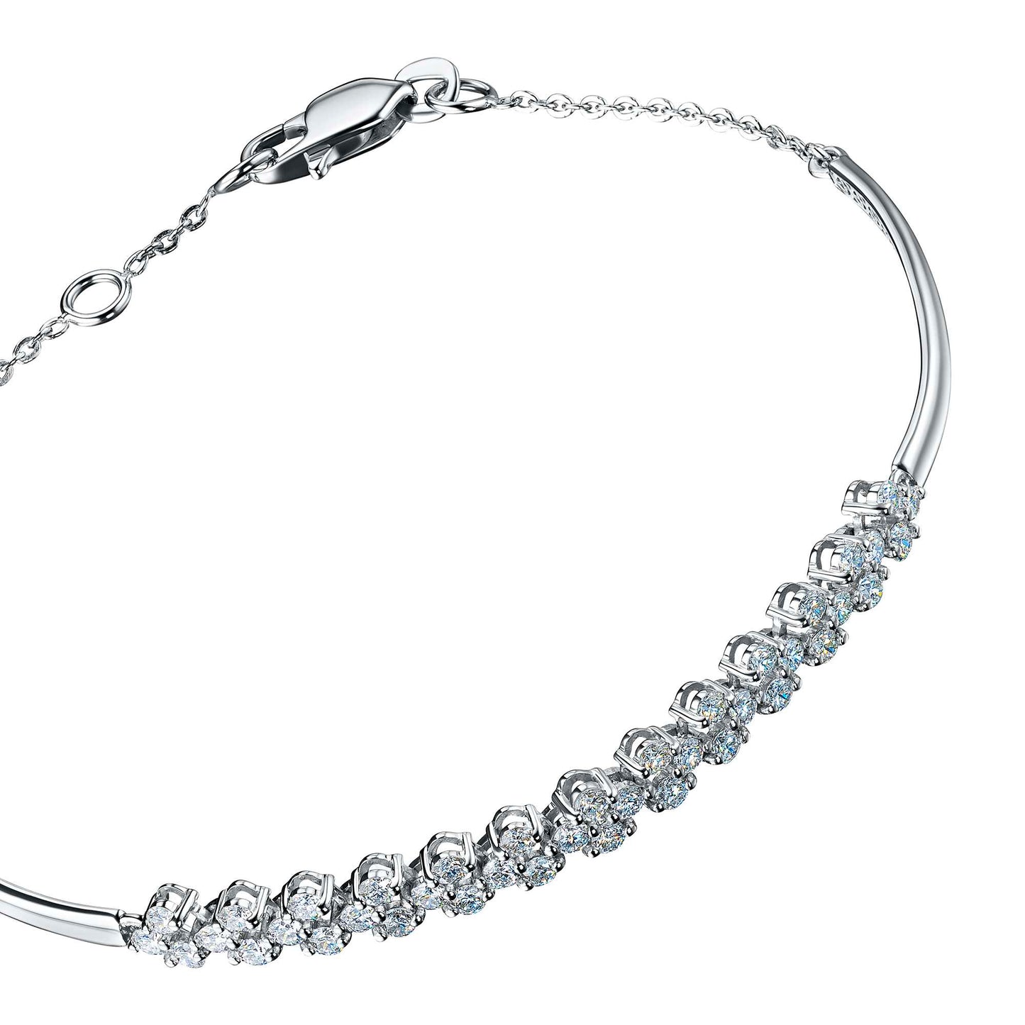 14K White Gold Bracelet with 40 Round-Cut Lab-Created Diamonds 1.365 CT.TW