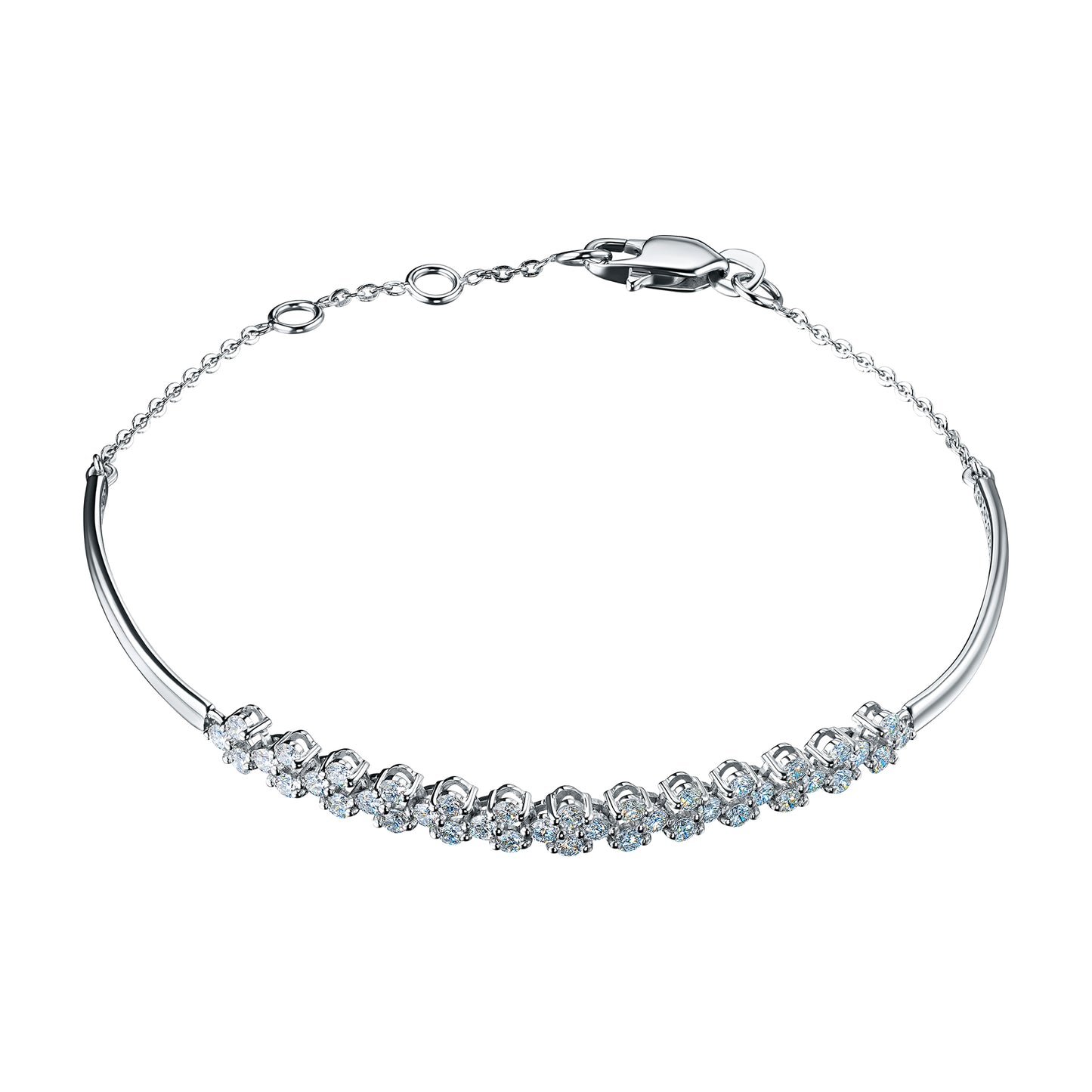 14K White Gold Bracelet with 40 Round-Cut Lab-Created Diamonds 1.365 CT.TW