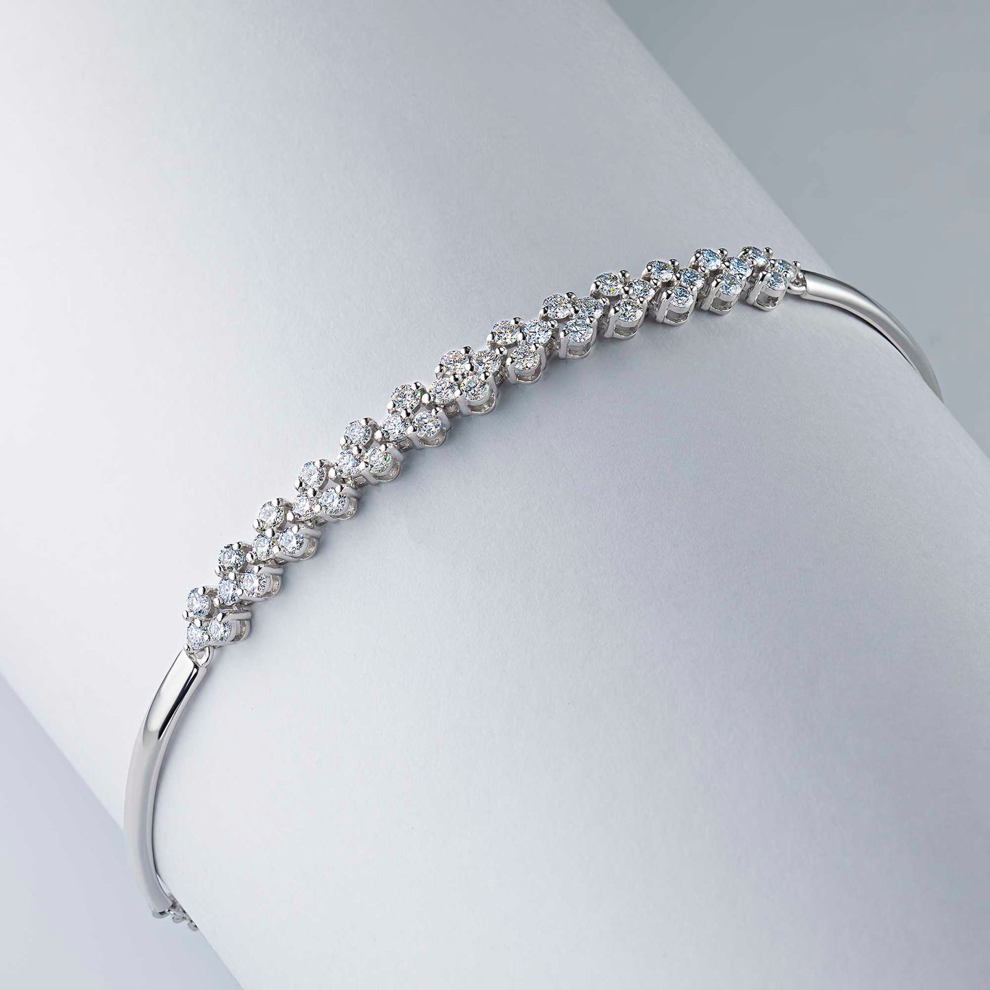 14K White Gold Bracelet with 40 Round-Cut Lab-Created Diamonds 1.365 CT.TW