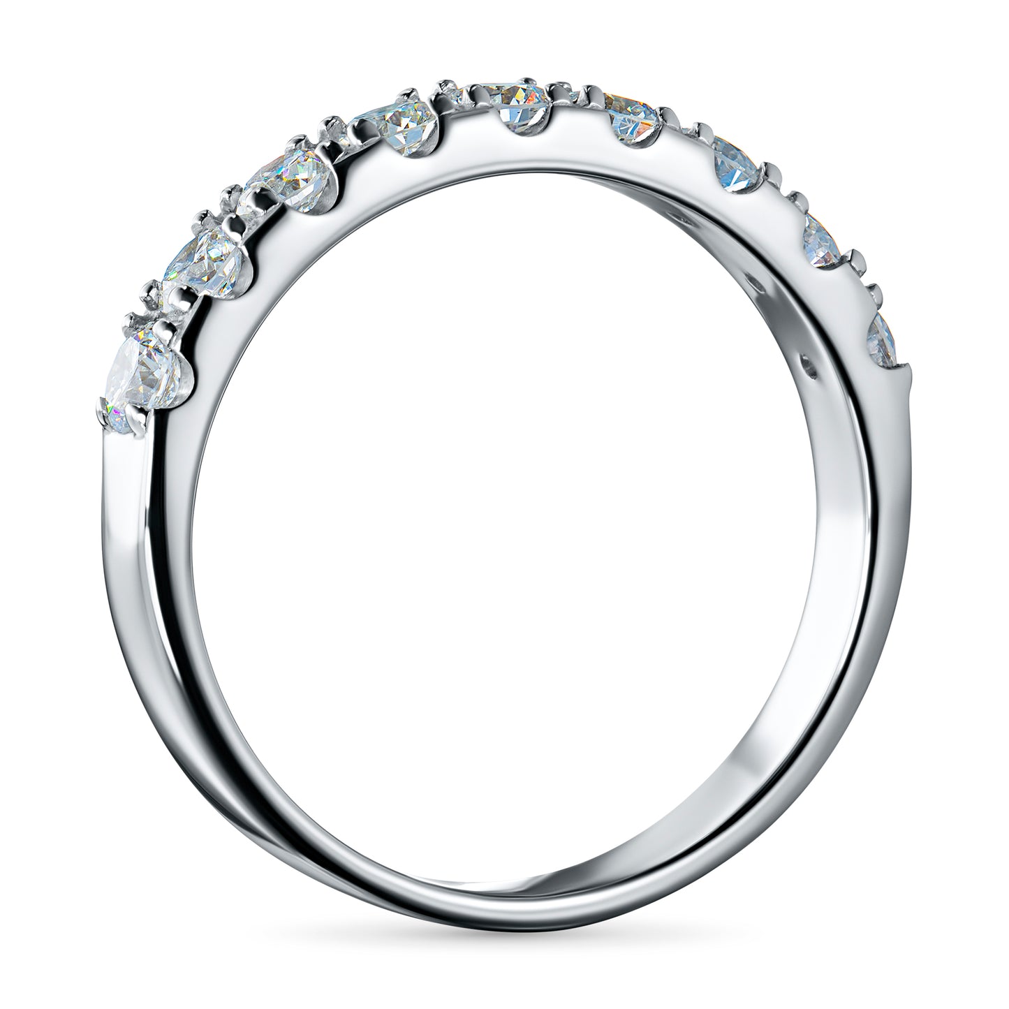 14K White Gold Ring with 9 Round-Cut Lab-Created Diamonds 0.444 CT.TW