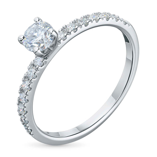 14K White Gold Ring with 15 Round-Cut Lab-Created Diamonds 0.473 CT.TW