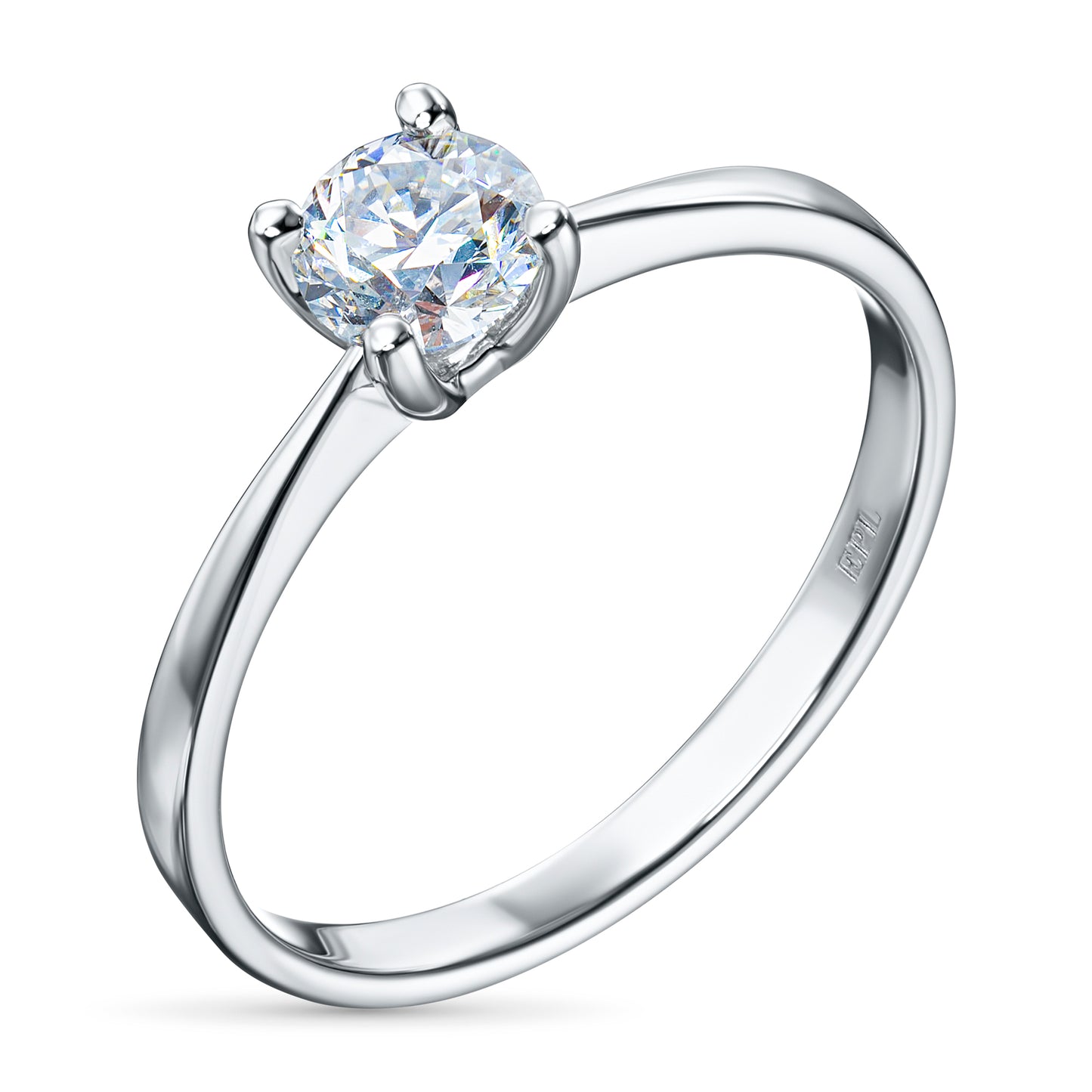 14K White Gold Ring with 1 Round-Cut Lab-Created Diamond 1.224 CT.TW