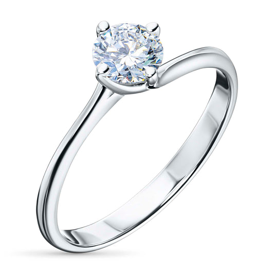 14K White Gold Ring with 1 Round-Cut Lab-Created Diamond 0.74 CT.TW