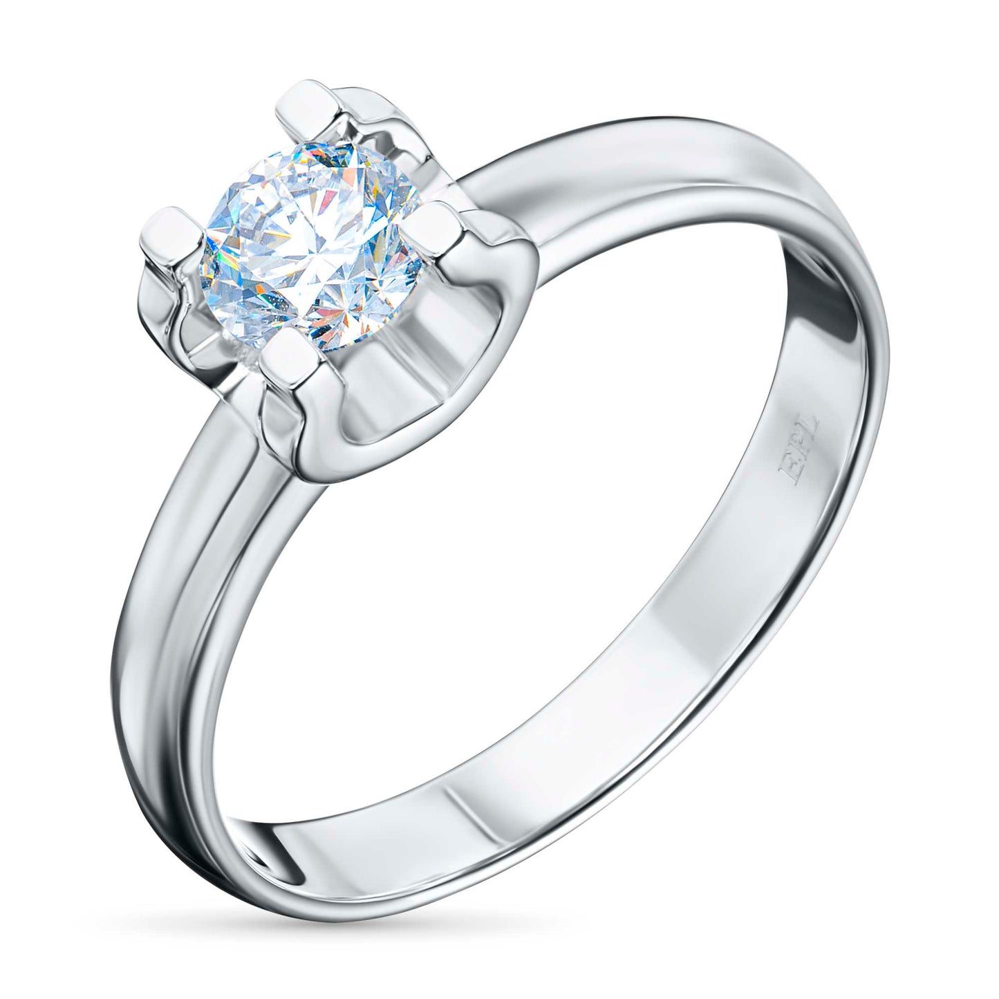 14K White Gold Ring with 1 Round-Cut Lab-Created Diamond 0.295 CT.TW