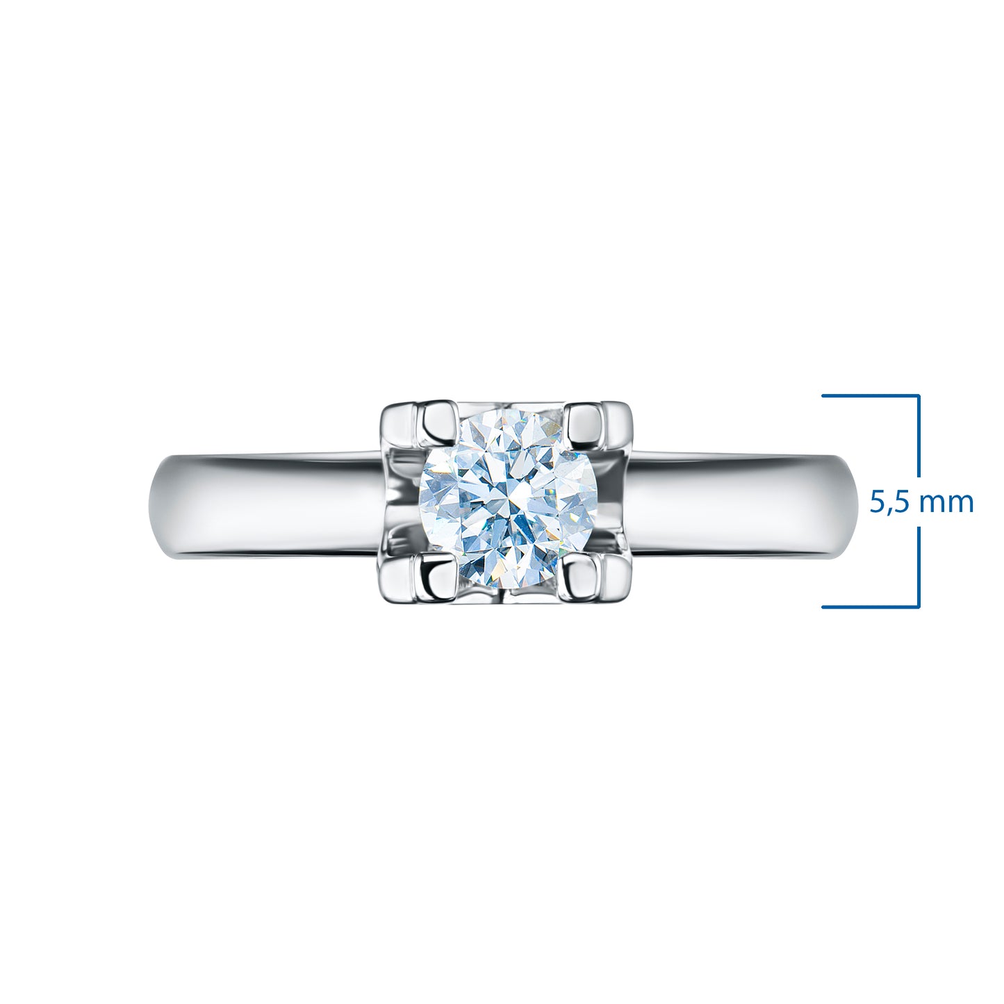 14K White Gold Ring with 1 Round-Cut Lab-Created Diamond 0.295 CT.TW