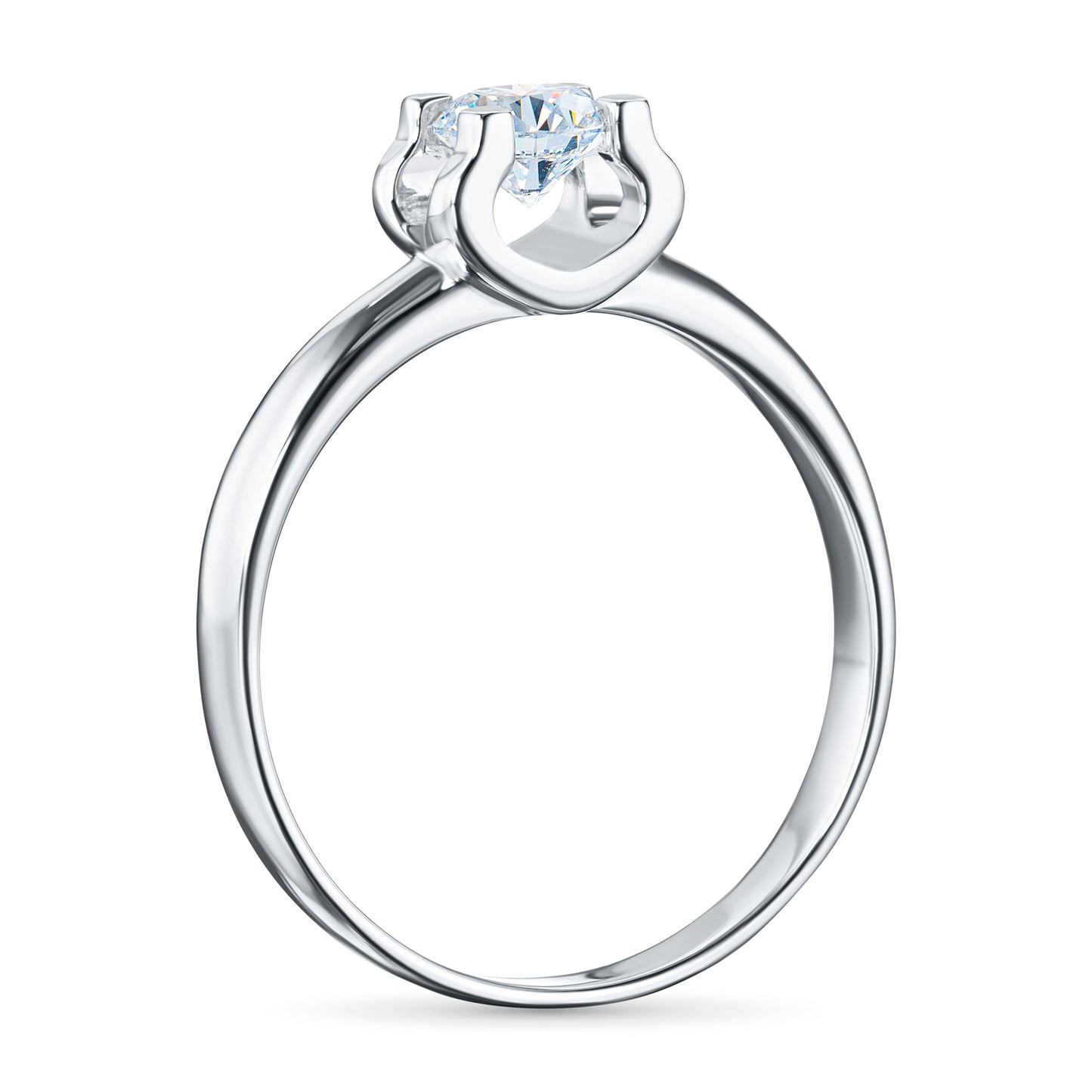 14K White Gold Ring with 1 Round-Cut Lab-Created Diamond 0.295 CT.TW