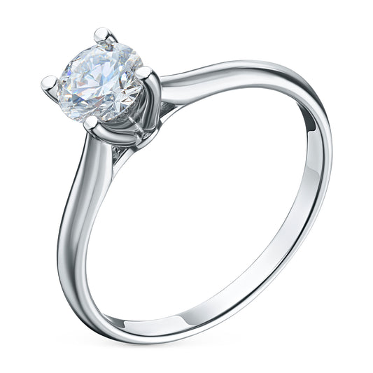 14K White Gold Ring with 1 Round-Cut Lab-Created Diamond 0.323 CT.TW