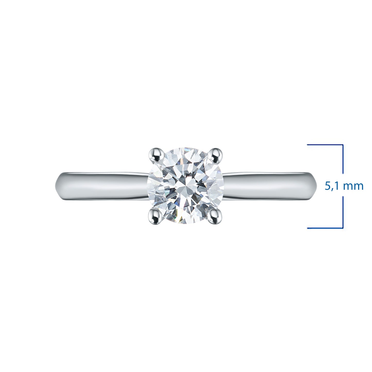 14K White Gold Ring with 1 Round-Cut Lab-Created Diamond 0.323 CT.TW