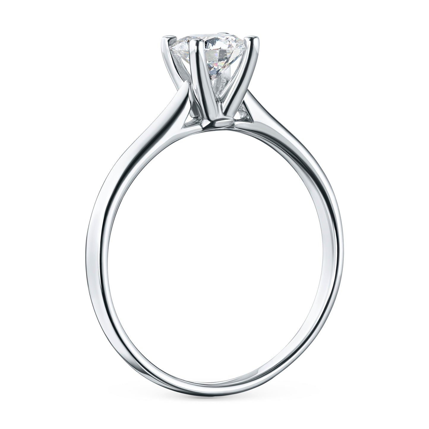 14K White Gold Ring with 1 Round-Cut Lab-Created Diamond 0.323 CT.TW