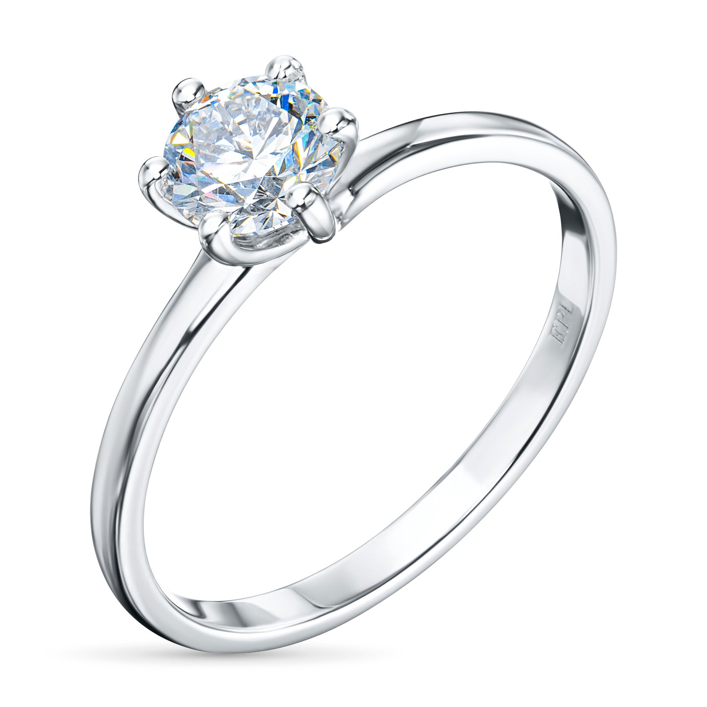 14K White Gold Ring with 1 Round-Cut Lab-Created Diamond 0.409 CT.TW