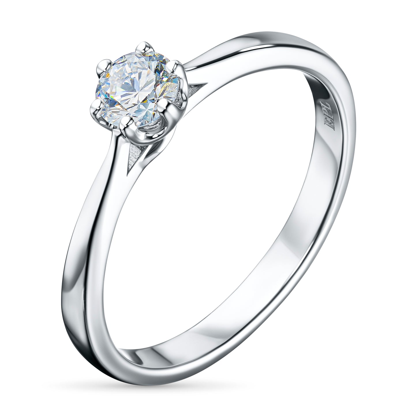 14K White Gold Ring with 1 Round-Cut Lab-Created Diamond 0.294 CT.TW