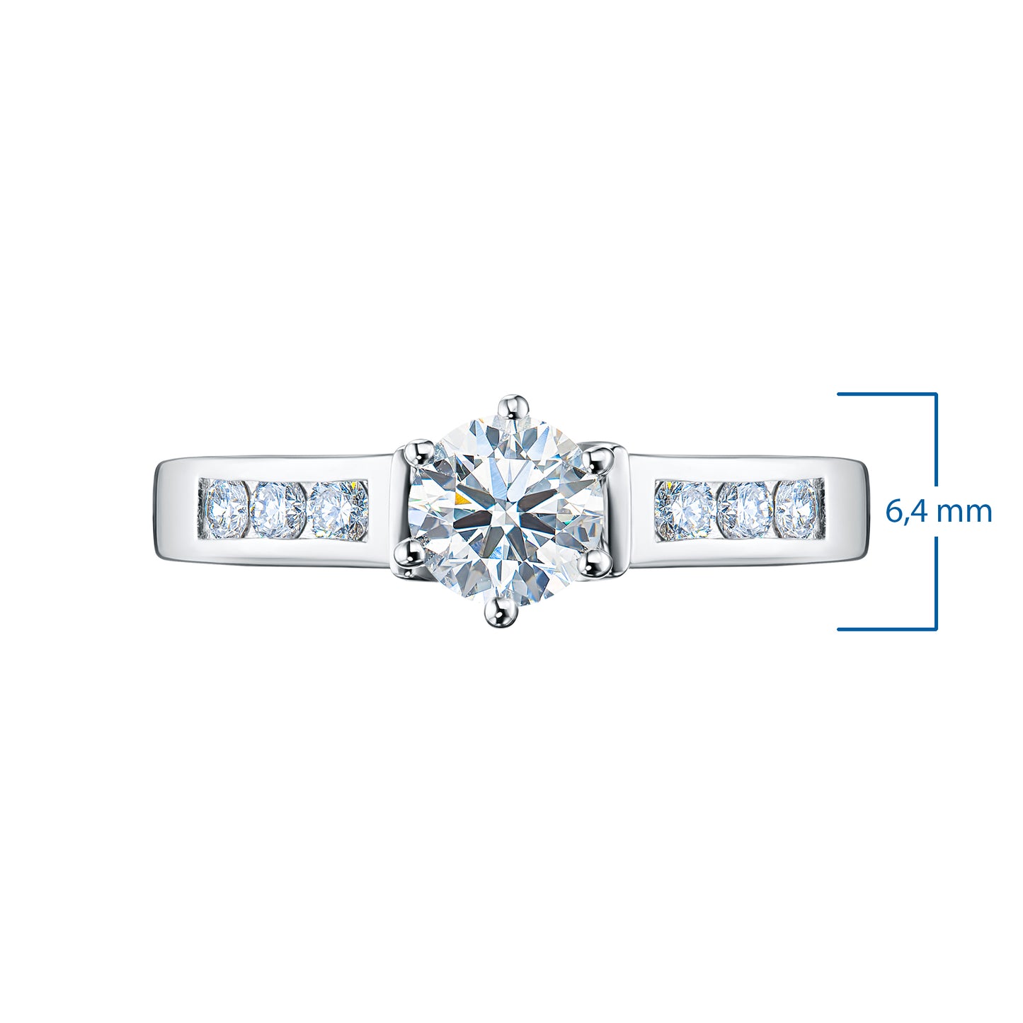 14K White Gold Ring with 7 Round-Cut Lab-Created Diamonds 0.824 CT.TW