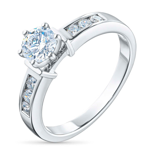 14K White Gold Ring with 7 Round-Cut Lab-Created Diamonds 0.824 CT.TW