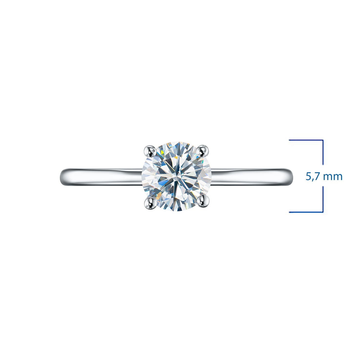 14K White Gold Ring with 1 Round-Cut Lab-Created Diamond 0.72 CT.TW