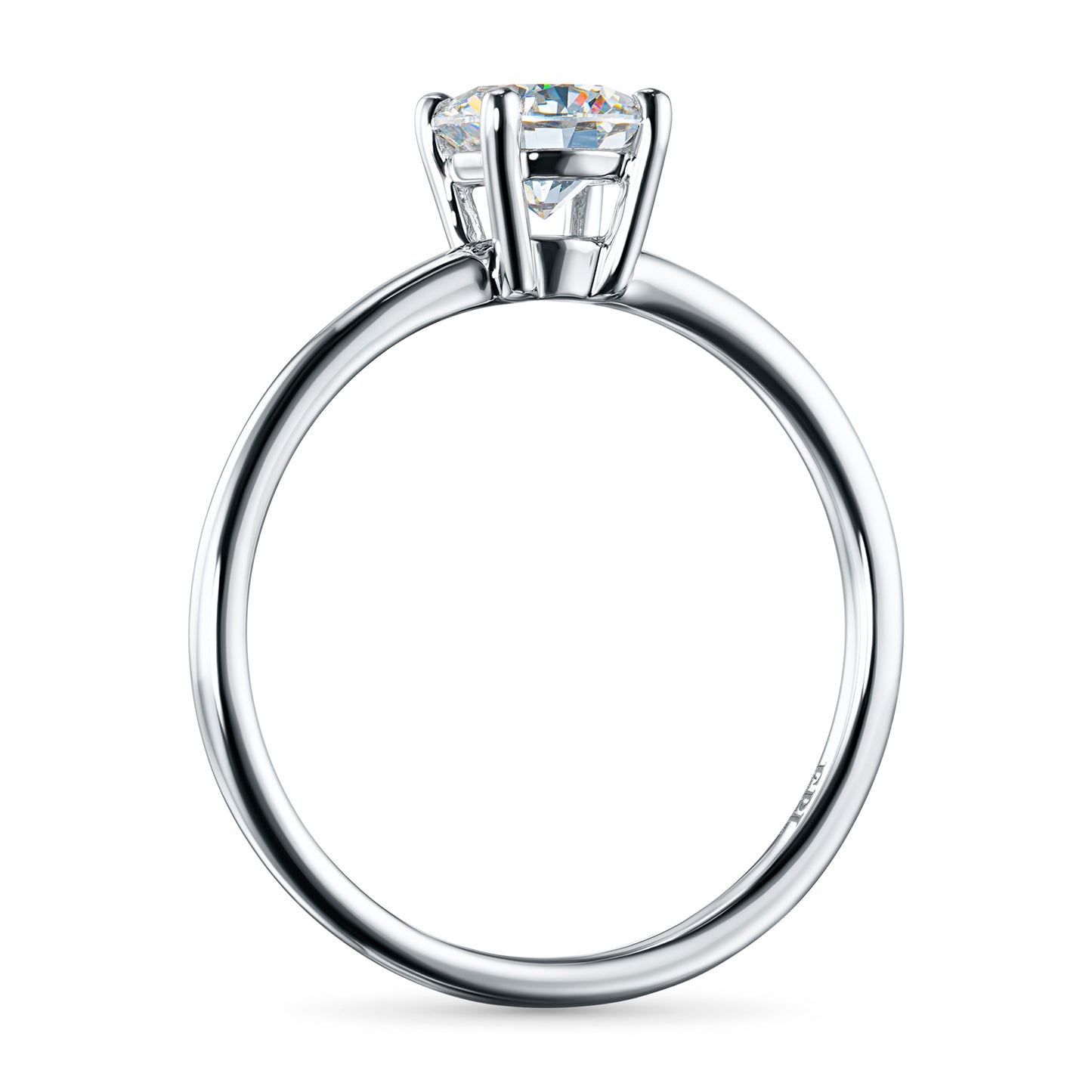 14K White Gold Ring with 1 Round-Cut Lab-Created Diamond 0.72 CT.TW