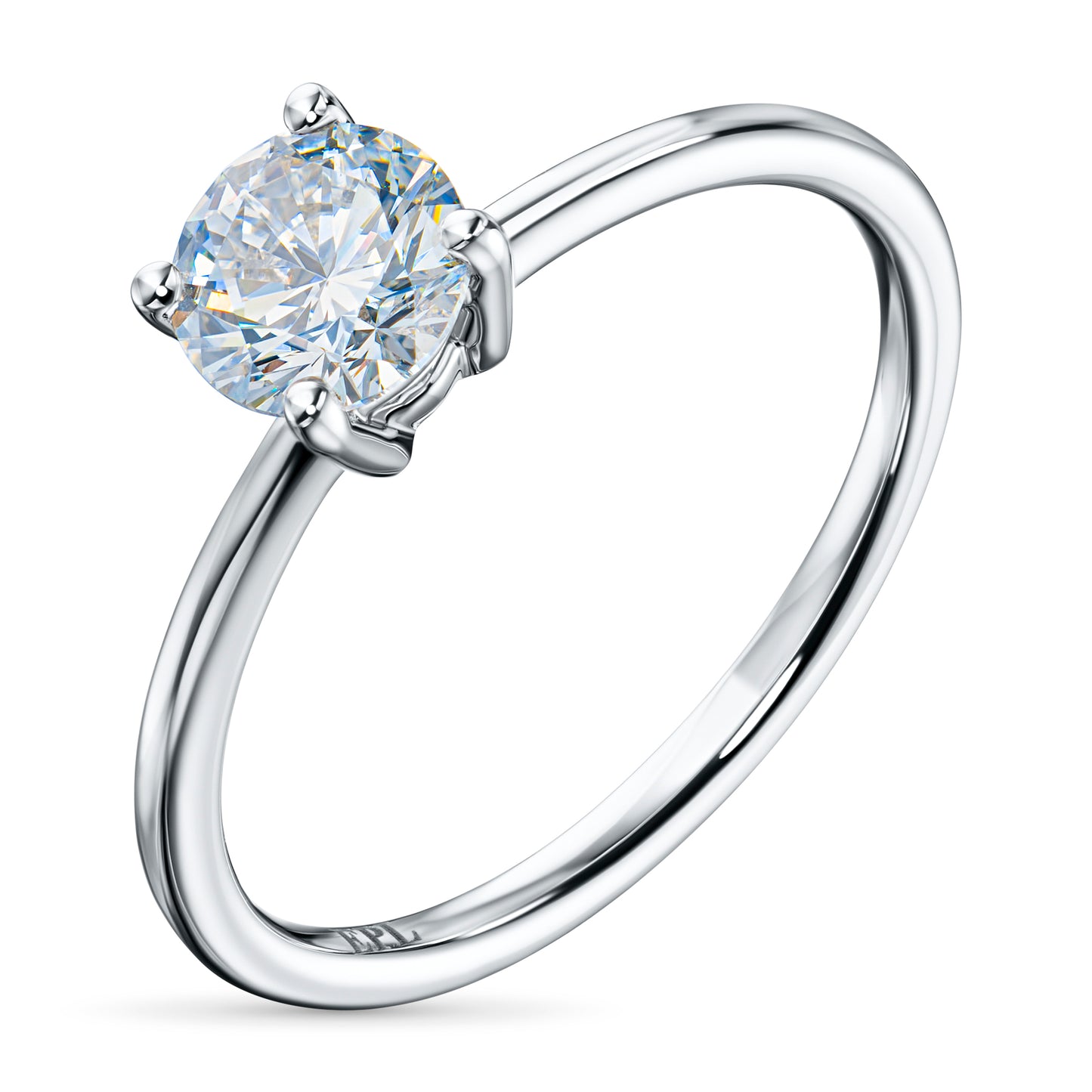 14K White Gold Ring with 1 Round-Cut Lab-Created Diamond 0.72 CT.TW