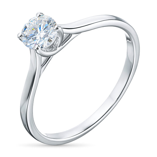 14K White Gold Ring with 1 Round-Cut Lab-Created Diamond 0.409 CT.TW