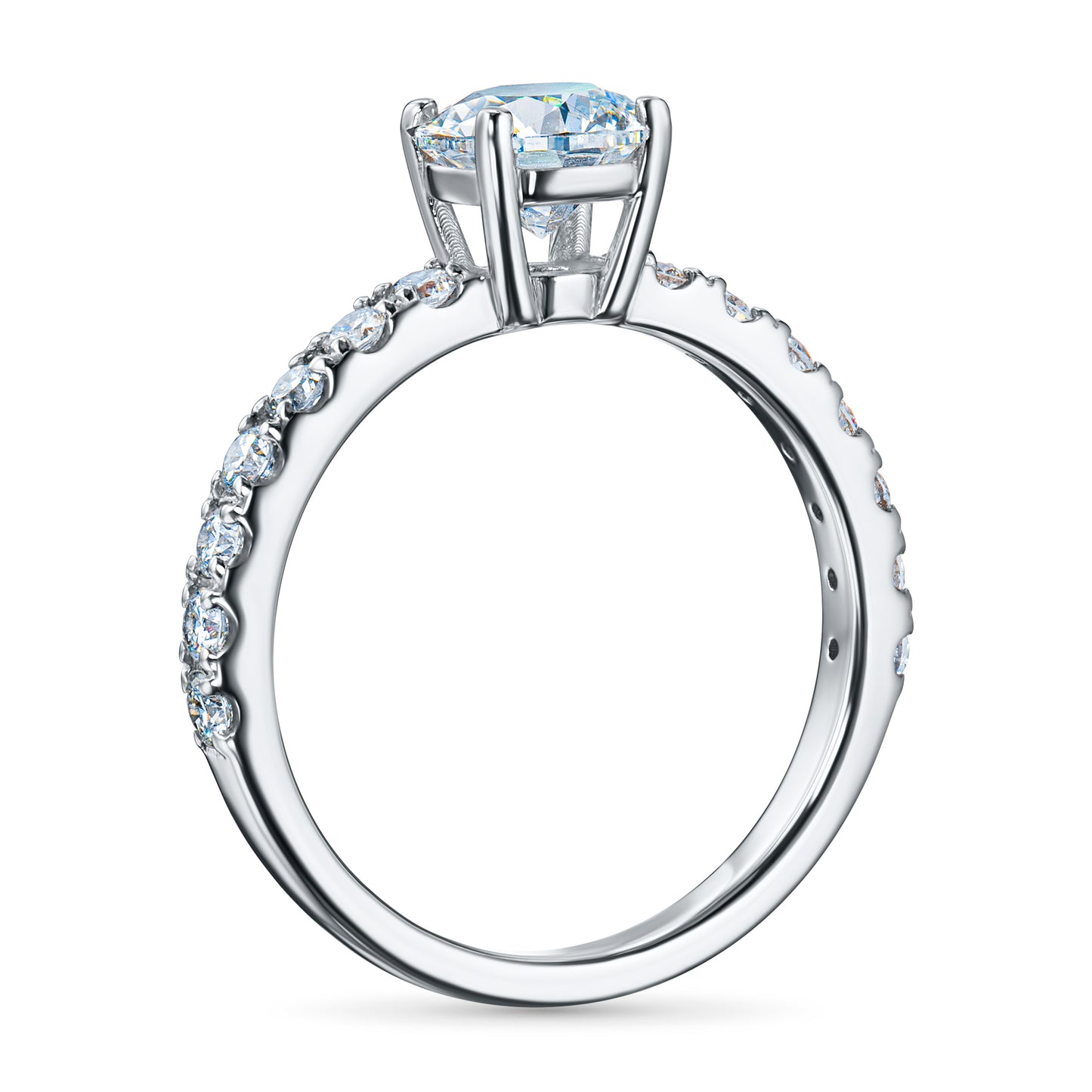 14K White Gold Ring with 15 Round-Cut Lab-Created Diamonds 1.71 CT.TW