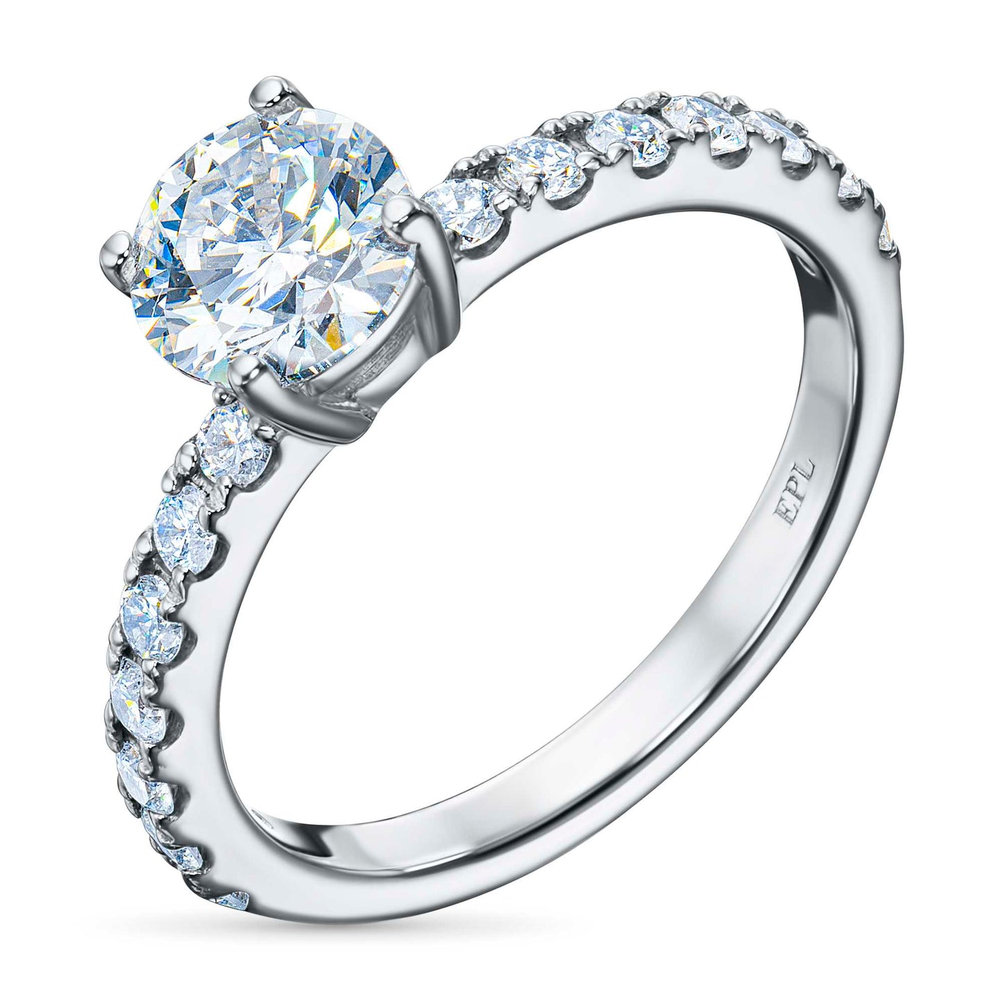 14K White Gold Ring with 15 Round-Cut Lab-Created Diamonds 1.71 CT.TW