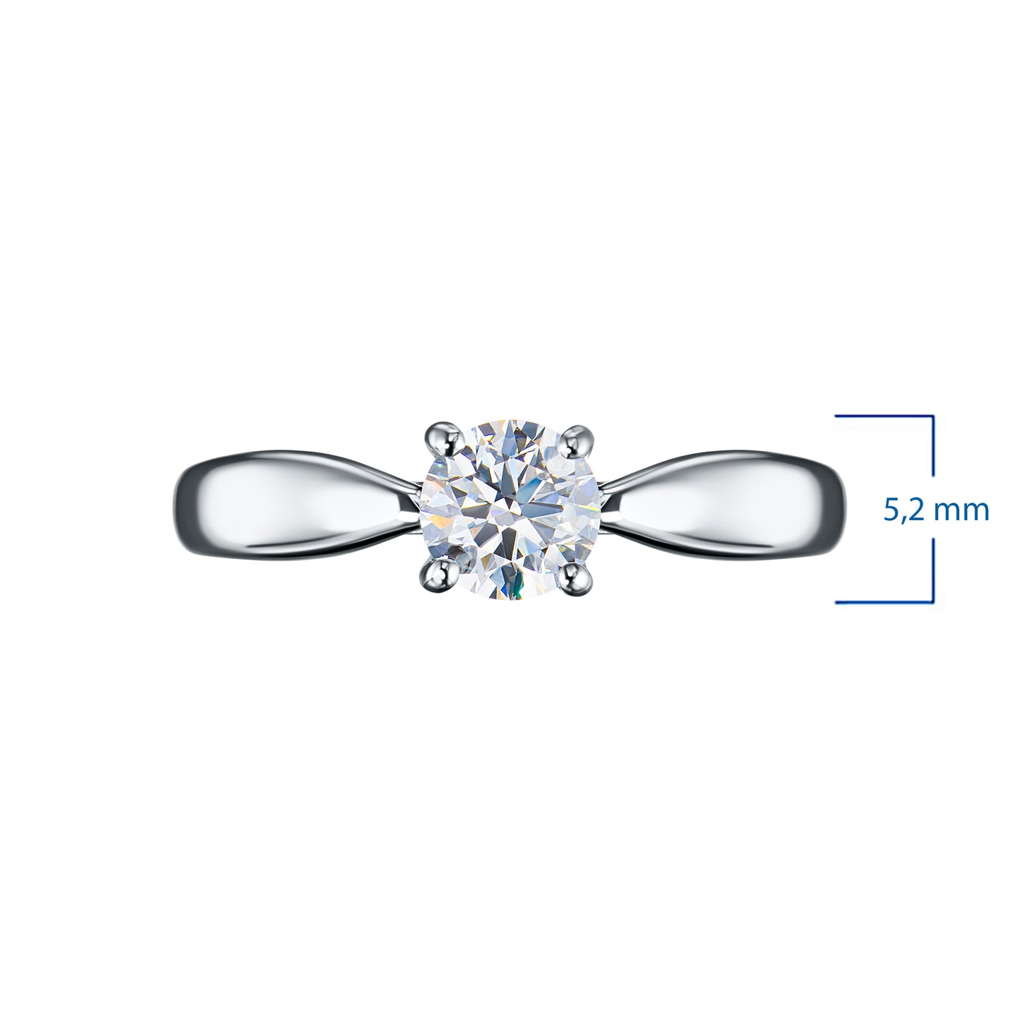 14K White Gold Ring with 1 Round-Cut Lab-Created Diamond 0.56 CT.TW