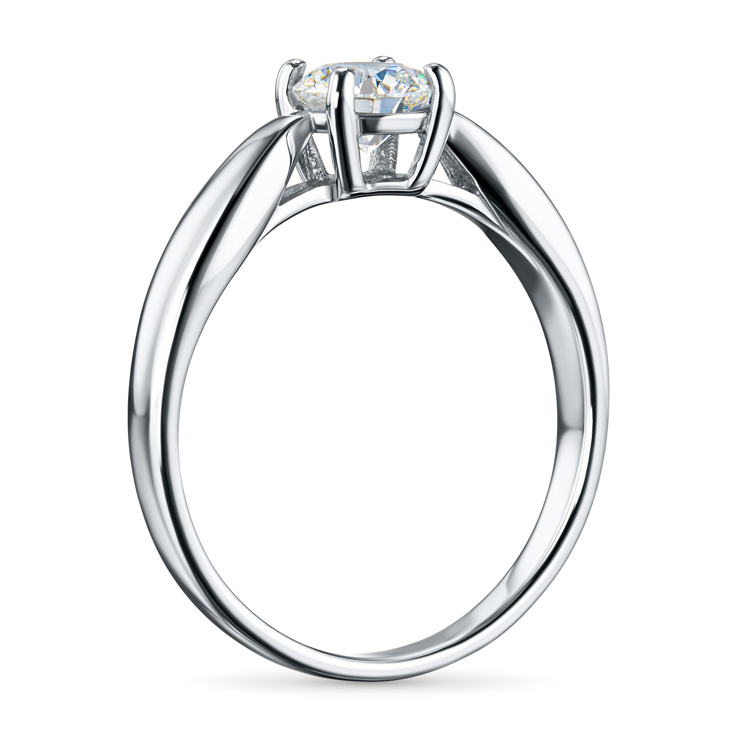 14K White Gold Ring with 1 Round-Cut Lab-Created Diamond 0.56 CT.TW