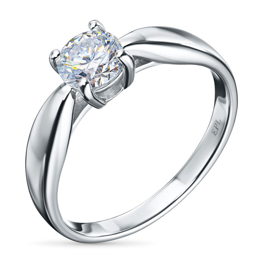 14K White Gold Ring with 1 Round-Cut Lab-Created Diamond 0.56 CT.TW