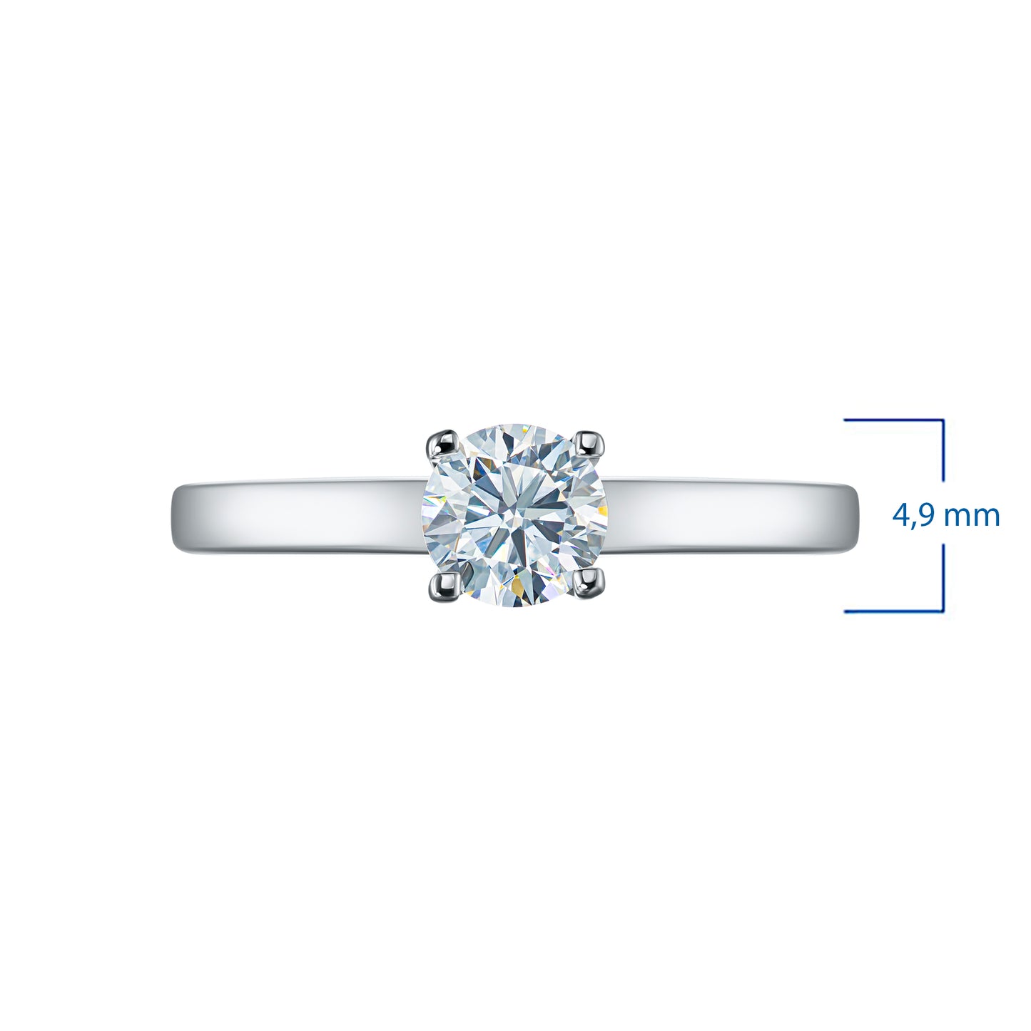 14K White Gold Ring with 1 Round-Cut Lab-Created Diamond 1.03 CT.TW