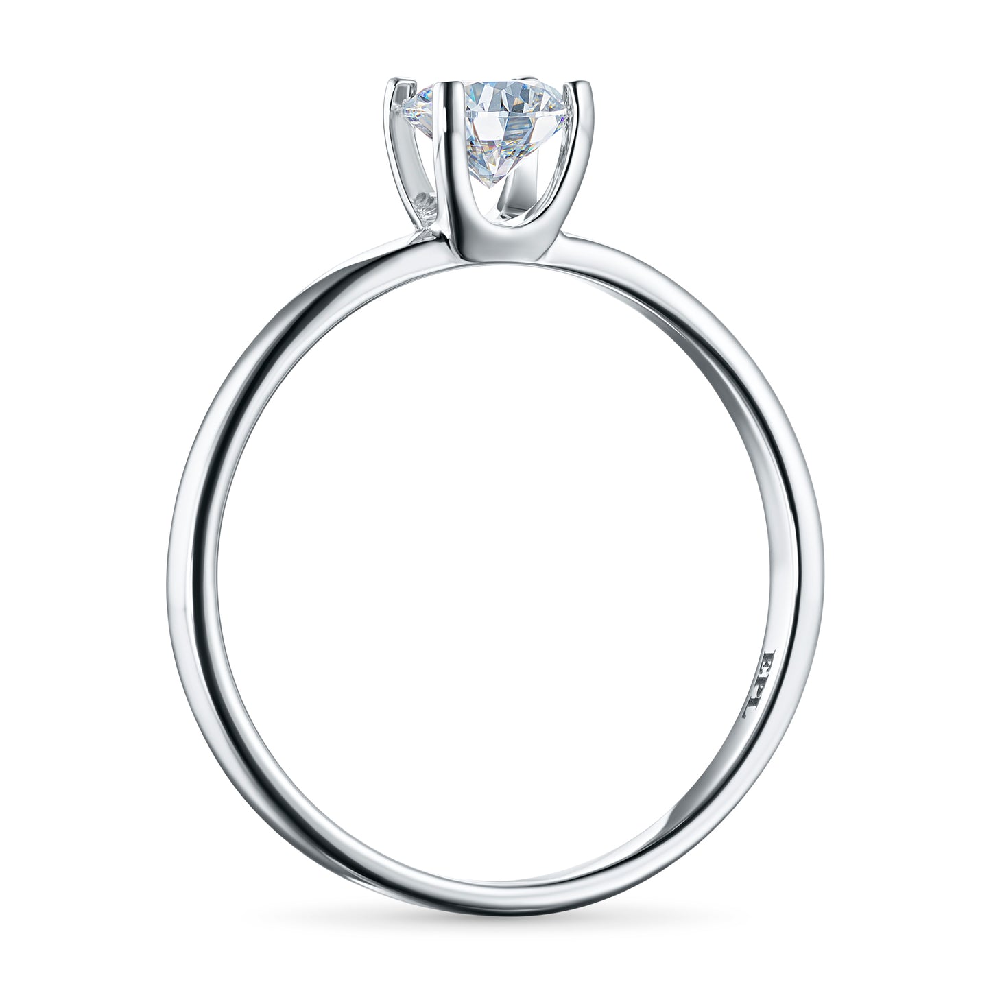 14K White Gold Ring with 1 Round-Cut Lab-Created Diamond 1.03 CT.TW