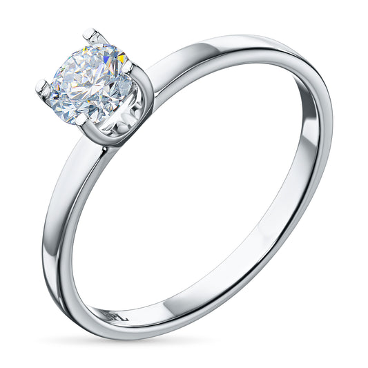 14K White Gold Ring with 1 Round-Cut Lab-Created Diamond 1.03 CT.TW