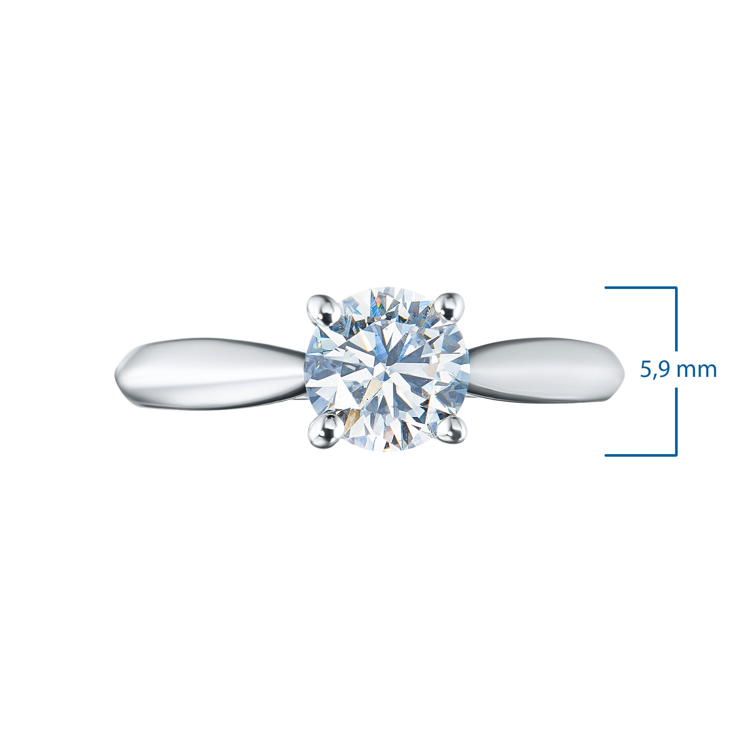 14K White Gold Ring with 1 Round-Cut Lab-Created Diamond 0.562 CT.TW