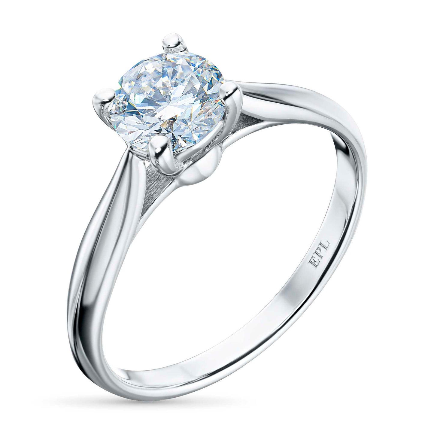 14K White Gold Ring with 1 Round-Cut Lab-Created Diamond 0.562 CT.TW