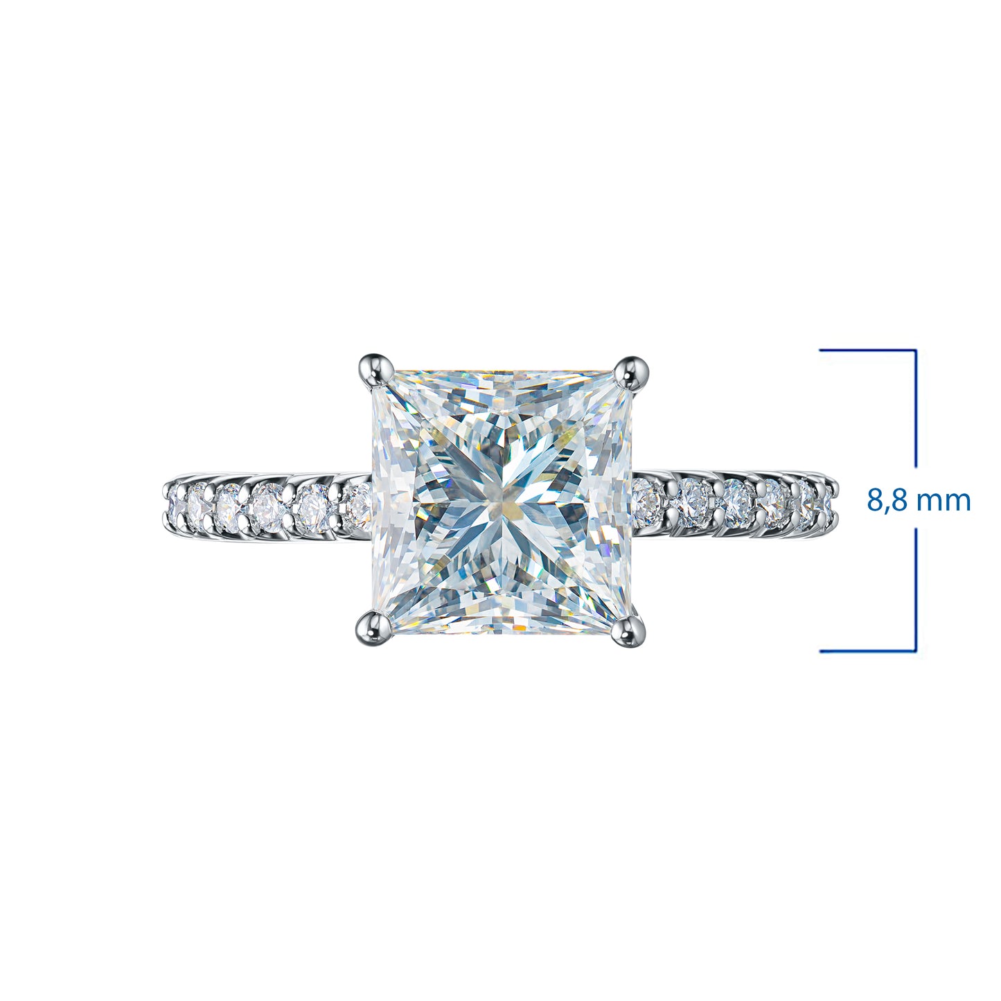 White Gold Ring with 13 Round-Cut Lab-Created Diamonds 3.276 CT.TW