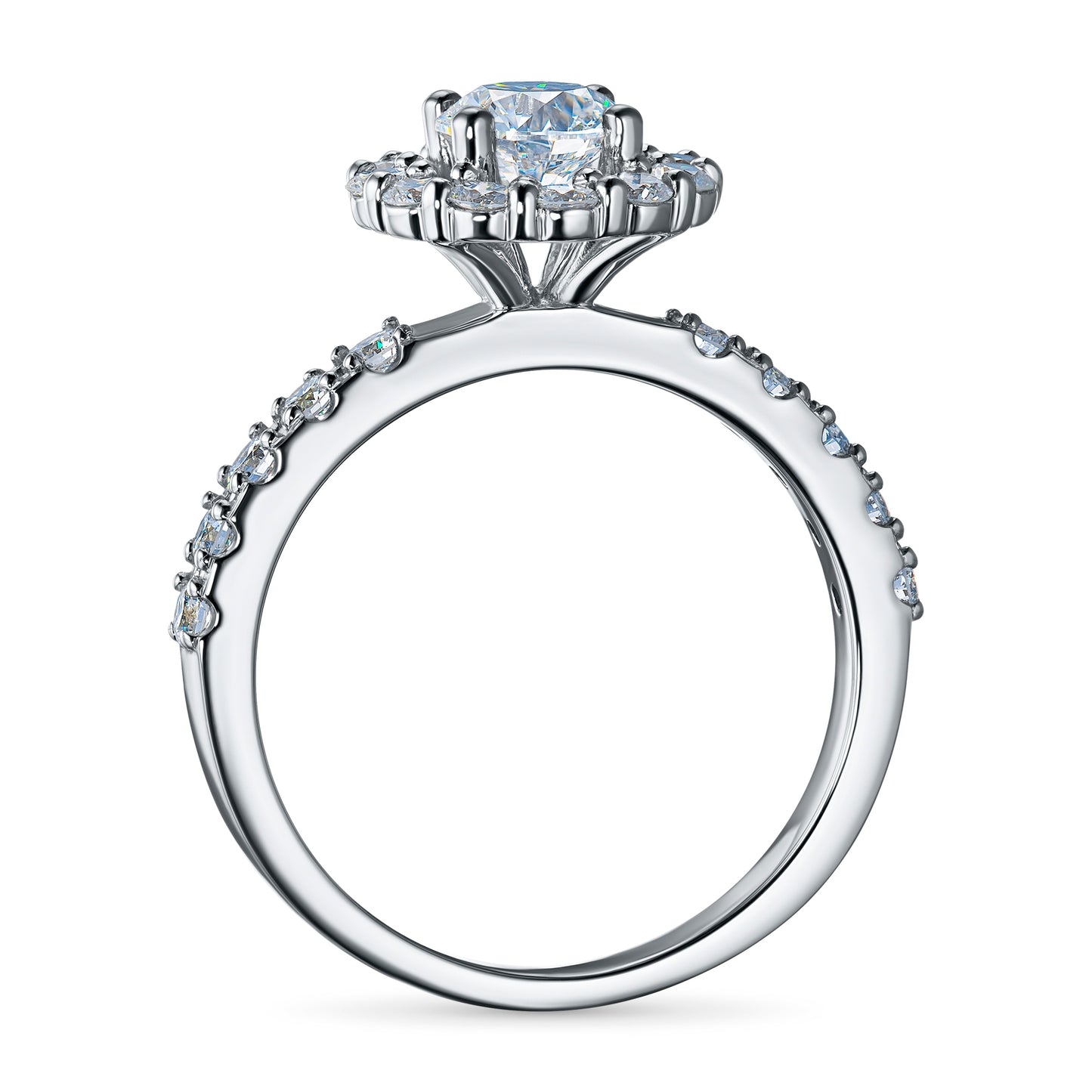 White Gold Ring with 23 Round-Cut Lab-Created Diamonds 1.52 CT.TW