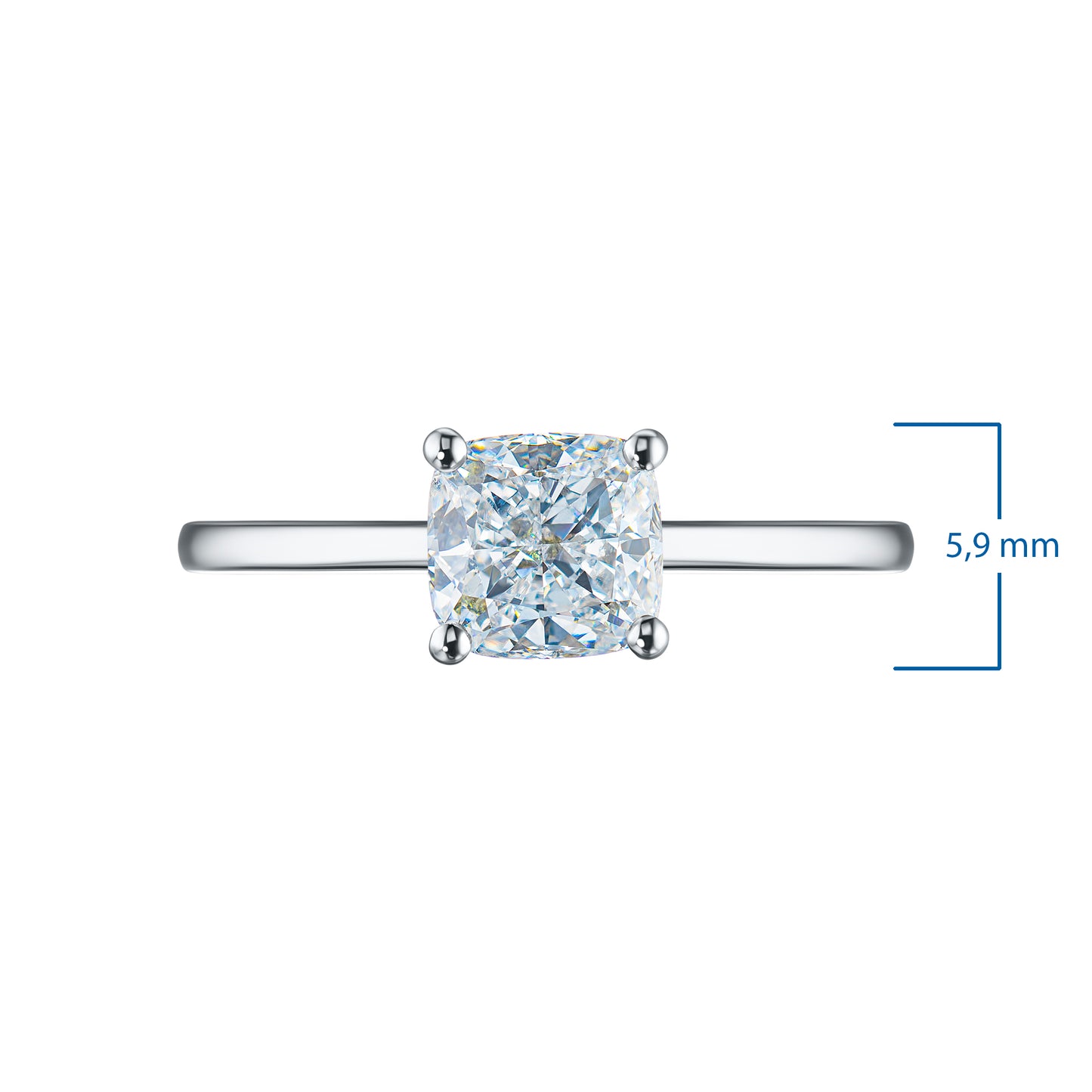 14K White Gold Ring with 1 Cushion-Cut Lab-Created Diamond 1.02 CT.TW