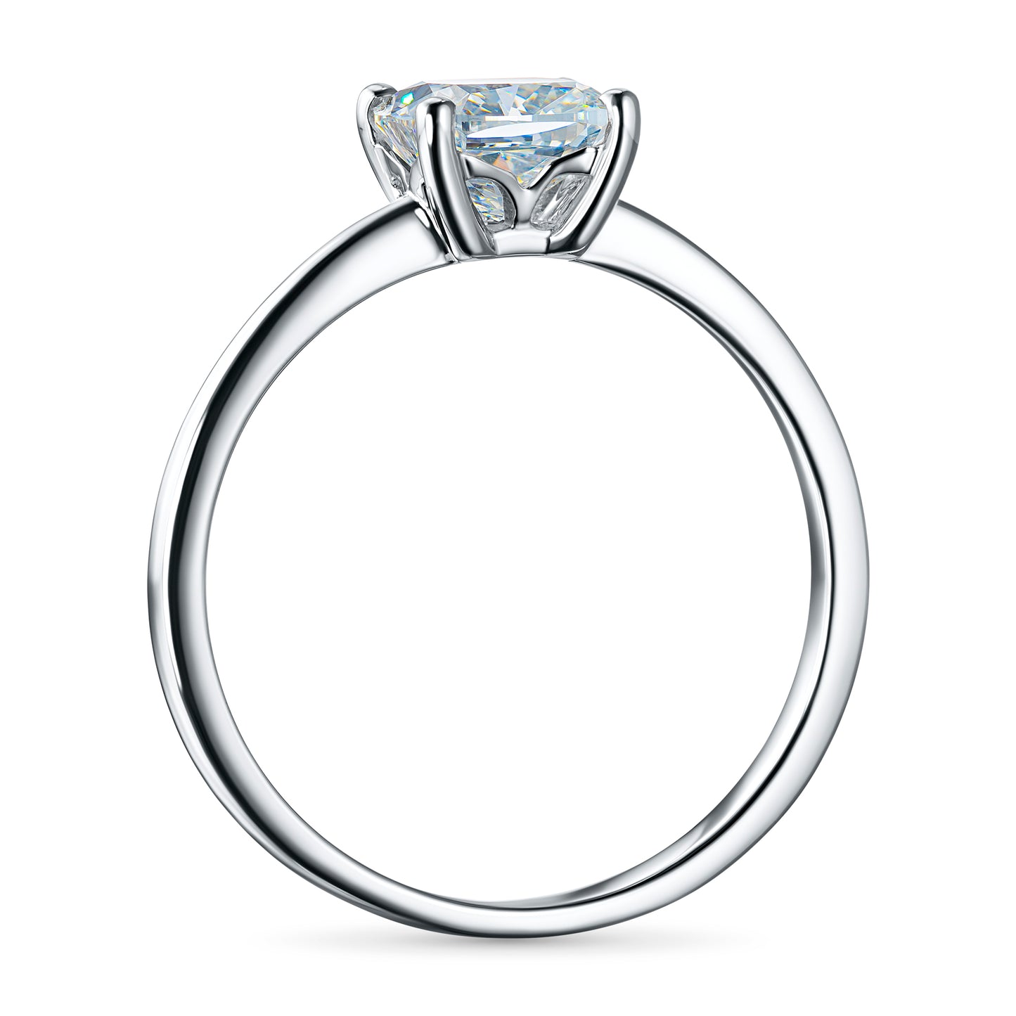 14K White Gold Ring with 1 Cushion-Cut Lab-Created Diamond 1.02 CT.TW