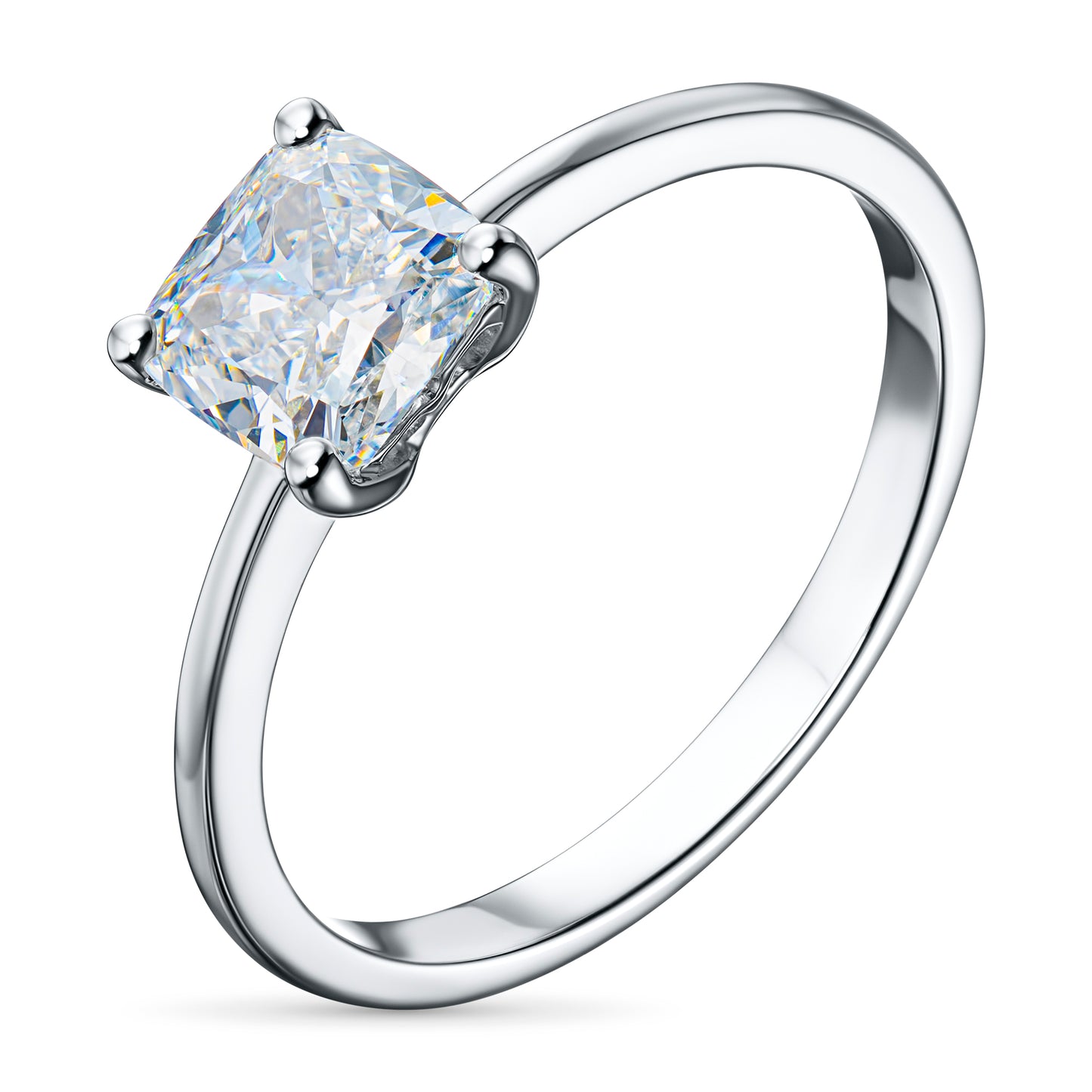 14K White Gold Ring with 1 Cushion-Cut Lab-Created Diamond 1.02 CT.TW