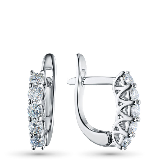 14K White Gold Earrings with 10 Round-Cut Lab-Created Diamonds 0.529 CT.TW